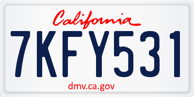 CA license plate 7KFY531