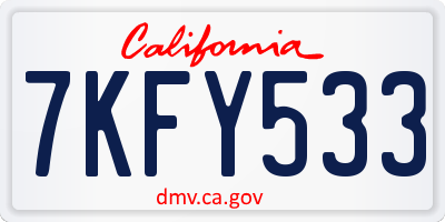 CA license plate 7KFY533