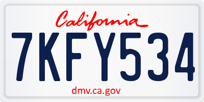 CA license plate 7KFY534