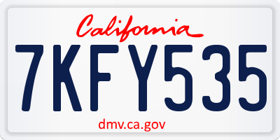 CA license plate 7KFY535