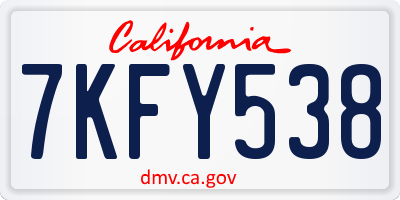 CA license plate 7KFY538