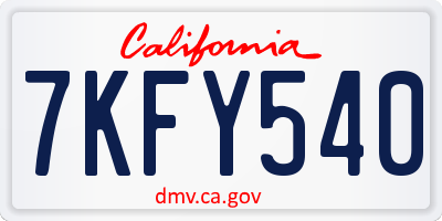 CA license plate 7KFY540