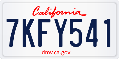 CA license plate 7KFY541