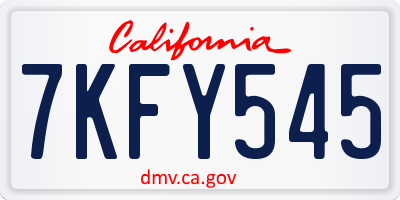 CA license plate 7KFY545