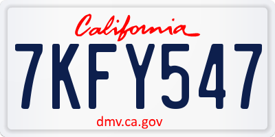 CA license plate 7KFY547