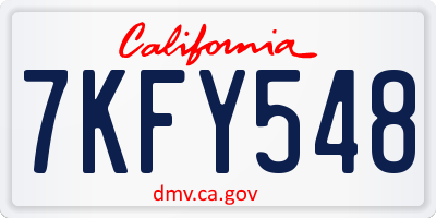 CA license plate 7KFY548