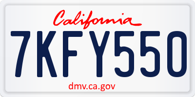CA license plate 7KFY550