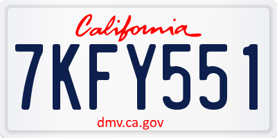 CA license plate 7KFY551