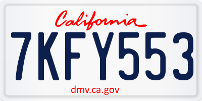 CA license plate 7KFY553