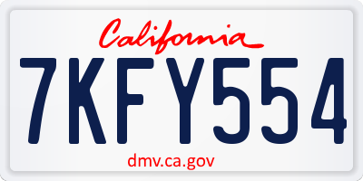 CA license plate 7KFY554