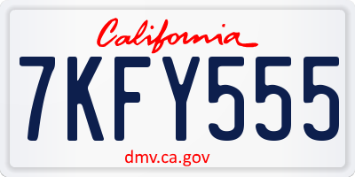 CA license plate 7KFY555