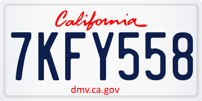 CA license plate 7KFY558