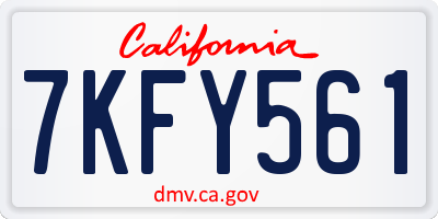 CA license plate 7KFY561