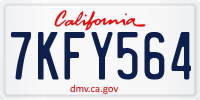 CA license plate 7KFY564
