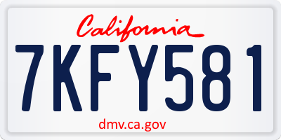 CA license plate 7KFY581