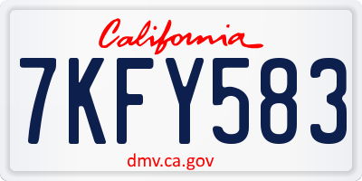CA license plate 7KFY583