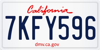 CA license plate 7KFY596
