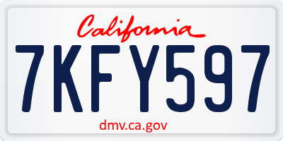 CA license plate 7KFY597