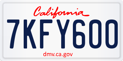 CA license plate 7KFY600