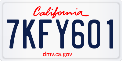 CA license plate 7KFY601