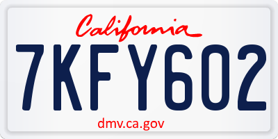 CA license plate 7KFY602