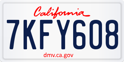 CA license plate 7KFY608