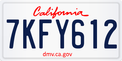 CA license plate 7KFY612