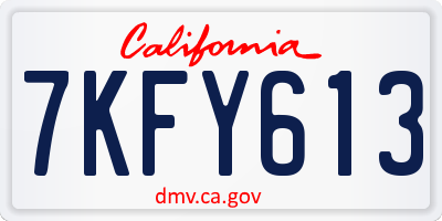 CA license plate 7KFY613