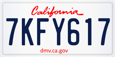 CA license plate 7KFY617