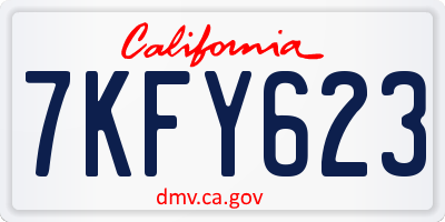 CA license plate 7KFY623