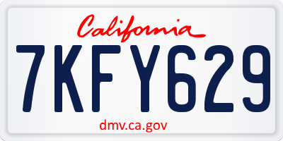 CA license plate 7KFY629