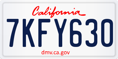 CA license plate 7KFY630