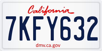 CA license plate 7KFY632