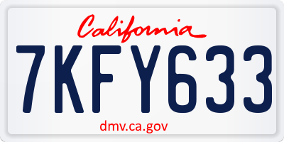 CA license plate 7KFY633