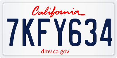 CA license plate 7KFY634