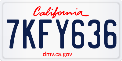CA license plate 7KFY636