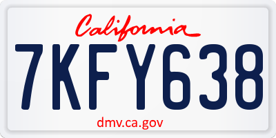 CA license plate 7KFY638