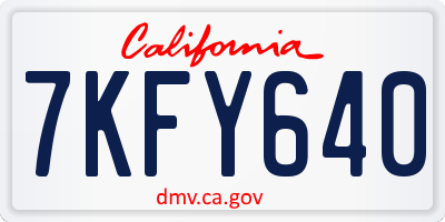 CA license plate 7KFY640