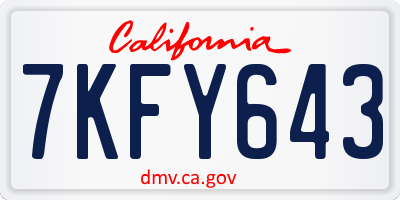 CA license plate 7KFY643
