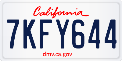 CA license plate 7KFY644