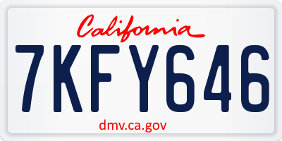 CA license plate 7KFY646