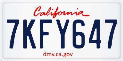 CA license plate 7KFY647