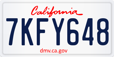 CA license plate 7KFY648