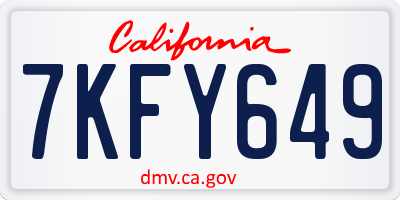 CA license plate 7KFY649