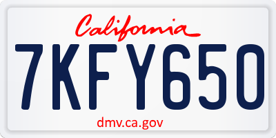 CA license plate 7KFY650