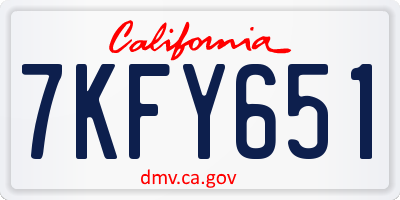 CA license plate 7KFY651