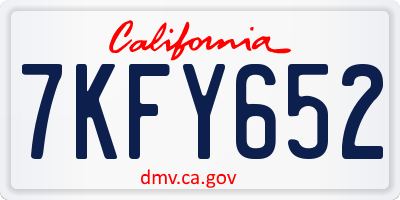 CA license plate 7KFY652