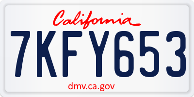 CA license plate 7KFY653