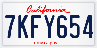 CA license plate 7KFY654