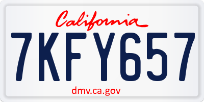 CA license plate 7KFY657